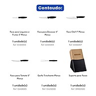 Facas Tramontina Plenus: Kit 6 Peças Inox + Suporte - imagem 2
