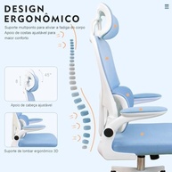 Cadeira de Escritório Ergonômica Azul com Suporte Lombar e Encosto Ajustável - imagem 5
