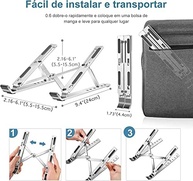 Shaolong Suporte De Notebook De Alumínio Ajustável Para Notebook De 6 Ângulos Ajustável De Alumínio Dobrável E Ergonômico Para Desktop Compatível Com Macbook, Ipad, Hp, Dell, Lenovo 10-17 Polegadas - imagem 3