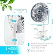 Ventilador Portátil Recarregável USB 3 Velocidades 360° Silencioso com Suporte Flexível - Ideal para Escritório, Quarto e Viagens - imagem 3
