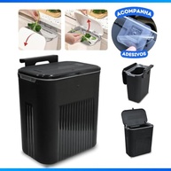 Lixeira Suspensa 9L com Alça e Suporte Adesivo - Moderna e Prática para Banheiro e Cozinha (Preto) - imagem 3