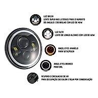 Farol LED Angel Eyes 7" Jeep Troller + Suporte - imagem 2