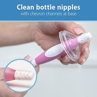 Dr. Brown's Escova de Limpeza Reutilizável com Suporte Ventosa - Rosa, Pacote com 3 - imagem 4