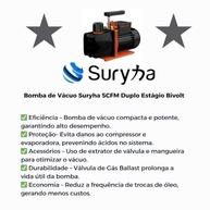 Bomba de Vácuo 5 CFM Duplo Estágio – Potência Profissional Suryha - imagem 3