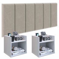 Conjunto Cabeceira Casal Queen 160cm com Mesa de Cabeceira Suspenso e Porta Celular Madri (Branco) - imagem 1