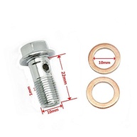 Parafuso Banjo M10x1.00mm Cromado para Freio de Moto - Honda, Yamaha, Kawasaki, Suzuki - imagem 3
