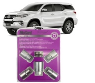 Trava Antifurto Porca de Roda Original Corolla, Hilux, SW4, Rav4, Yaris - Segurança Cromada M12x1.5MM (Kit 5 Peças) - imagem 1