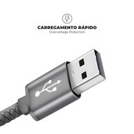 Cabo Gshield Symetric: Carregamento Rápido e Durabilidade Reforçada (USB-A para Tipo C, 1.5m, Cinza) - imagem 3