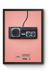 Poster Moldurado Game Retrô: Master System Quadro Decorativo com Controle Vintage - imagem 1