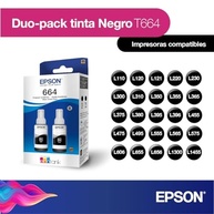 EPSON Kit de garrafas de tintas originais - 2 garrafas pretas T664, T664120-2P - imagem 3