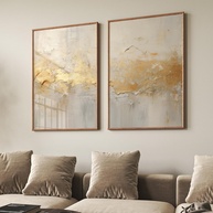 Kit 2 Quadros Decorativos com Textura Dourada e Abstrata - 60x90cm - Tabaco - imagem 1