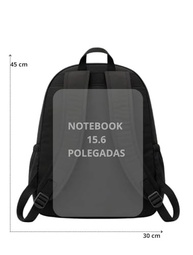 Mochila Feminina Masculina Tactel Notebook Escolar Resistente Grande Costas Juvenil Escola Preta - imagem 4