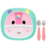 Kit Refeição Infantil Unicórnio - Prato com Divisória + Talher Inox Buba Bubazoo - imagem 1