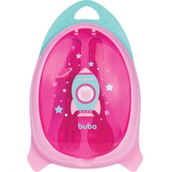 BUBA Kit Refeição com Talher Foguete Rosa - Prático, Seguro e Ideal para Crianças - imagem 1
