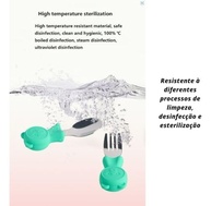 Kit Talher Infantil em Inox com Silicone Alimentar – Garfo e Colher Seguros para Bebês (Azul) - imagem 5