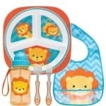 Kit Pratinho Infantil BUBA com Garrafinha, Babador e Talher Leão - Refeições Divertidas e Seguras - imagem 1