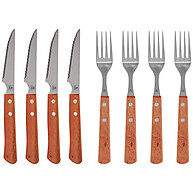 Talheres Churrasco Inox: 8 Peças com Cabo de Madeira Bel - imagem 1