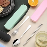 Conjunto de Talheres Reutilizáveis em Aço Inoxidável com Estojo Portátil - Ideal para Viagens e Piqueniques (Verde) - imagem 3