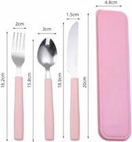 Conjunto de Talheres para Marmita em Aço Inox com Estojo - 3 Peças Portáteis - imagem 2