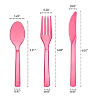 Pacote Combo Talheres Plásticos Rígidos Rosa Neon - 51 Peças Party Essentials - imagem 3