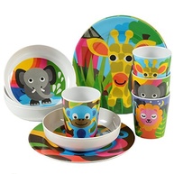 Conjunto de Talheres e Pratos French Bull - 4 Peças em Melamina Segura para Crianças (Design Selva) - imagem 3