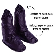 Polaina Bota Pvc Tamanho M Impermeável Motoqueiro Motoboy Motociclista Preto Protetor Calçado Com Solado Sobre Bota Star Capa - imagem 5