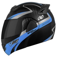 Capacete Escamoteável Pro Tork V-Pro Jet 2 Carbon Preto/Azul - Tamanho 62 - Viseira Fumê - imagem 1