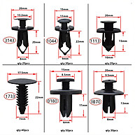 Kit de 190 Peças Clips de Fixação para Pára-choques Híbridos – 6 Tamanhos - imagem 1