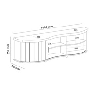 Rack para TV 75" Tamburato Curvo 50mm com Porta Ripada MAGNUM Cinamomo/Off White - Design Moderno e Sofisticado - imagem 3