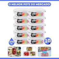 KIT 10 Potes de Vidro Retangular com Tampa Hermética 370ml - Armazenamento Elegante e Seguro - imagem 5