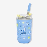 Copo Neo com Canudo 300ML Amo Dogs Azul – Aço Inox, Canudo e Tampa de Pressão para Pet Lovers - imagem 4