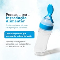 Colher Dosadora de Silicone para Bebê Azul 90ml com Tampa - Segura, Macia e Prática para Refeições Infantis - imagem 3