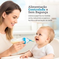 Colher Dosadora de Silicone para Bebê Azul 90ml com Tampa - Segura, Macia e Prática para Refeições Infantis - imagem 5