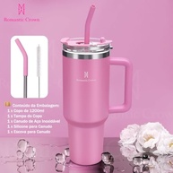 Romantic Crown Copo Térmico com Canudo 1,18L - Aço Inox, Tampa à Prova de Vazamento e Alça Confortável - imagem 4