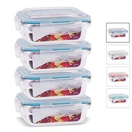 Kit 4 Potes de Vidro Retangular com Tampa Hermética 370ml - Azul | Frescor e Segurança na Armazenagem - imagem 2