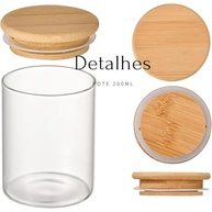 Kit 6 Potes Herméticos 300ml em Vidro com Tampa de Bambu - Armazenamento Premium para Temperos e Alimentos Secos - imagem 3