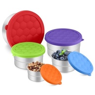 Leonyo - 5 Recipientes de Aço Inoxidável com Tampas à Prova de Vazamento | Hermeticamente Fechados para Lanches Seguros - imagem 2