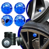 4 Tampas de Válvula Azul Diamante Esférico - Estilo Clássico Universal para Carros, Motos e Mais - imagem 3