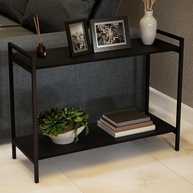 Mesa Lateral Industrial para Sofá - Tampo MDF e Estrutura Metálica Preta Moderna - imagem 4