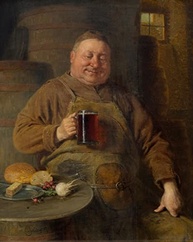 O Tanoeiro do Mosteiro Fazendo sua Refeição Monge - Caneca de Cerveja em Tela Canvas 55x67cm por Eduard von Grützner - imagem 2