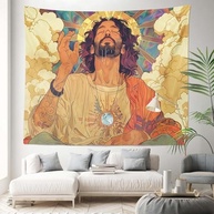 Tapeçaria Engraçada Jesus para Decoração de Parede - 130x150cm | Estética e Versátil para Quarto, Sala e Dormitório - imagem 5