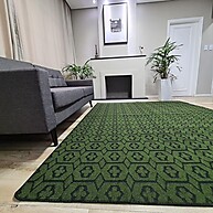 Tapete Geométrico 2x3m Verde – Elegância para Sala e Quarto - imagem 1