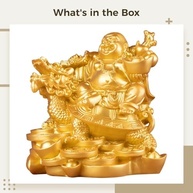 Estátua de Buda Dourado com Dragão e Tartaruga - Resina Resistente para Ambientes Serenos - imagem 3