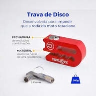 Trava de Disco TeckLock Vermelha: Segurança Antifurto para sua Moto - imagem 4
