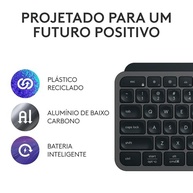Teclado sem fio Logitech MX Keys S com Clique Silencioso, Teclas Programáveis, Iluminação Inteligente, Conexão Bluetooth ou Receptor USB Logi Bolt e Bateria Recarregável - Grafite - imagem 5