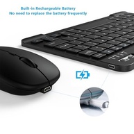 Combo de teclado e mouse Bluetooth ultrafino, portátil, recarregável, teclado sem fio para tablet Android, celular, smartphone, iPhone, iPad mini, Pro Air 10.2 10.9 11 12.9 33.0 cm (preto) - imagem 3