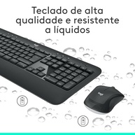 Combo Teclado e Mouse sem fio Logitech MK540 com Teclado com Apoio para as Mãos, Teclas de Mídia de Fácil Acesso, Mouse Ambidestro, Conexão USB, Pilhas Inclusas e Layout ABNT2 - imagem 5