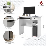 Mesa Escrivaninha Viena 1 Gaveta com Suporte Retrátil para Teclado - Design Compacto e Funcional - imagem 4
