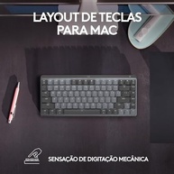 Teclado Mecânico sem fio Logitech MX Mechanical Mini com Teclas Retroiluminadas Tactile Quiet, Conexão USB ou Bluetooth Easy-Switch para até 3 dispositivos e Bateria Recarregável - imagem 3