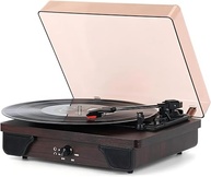 Toca-Discos VEDO Retro Bluetooth: Som Vintage com Tecnologia Moderna | Madeira Marrom - imagem 2